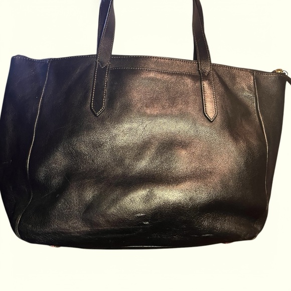 Fossil black leather zipper tote - Picture 9 of 11